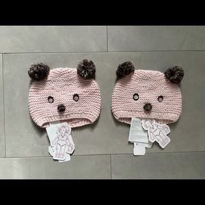 Lili Gaufrette Toddler Girls Bear Winter Hats, NWT, Set of 2